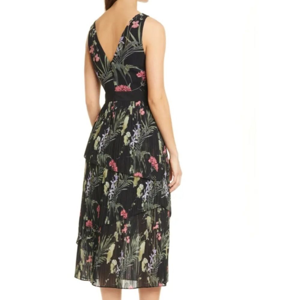 🍒NWOT🍒 TED BAKER TIERED PLEATED MIDI DRESS - Picture 7 of 13